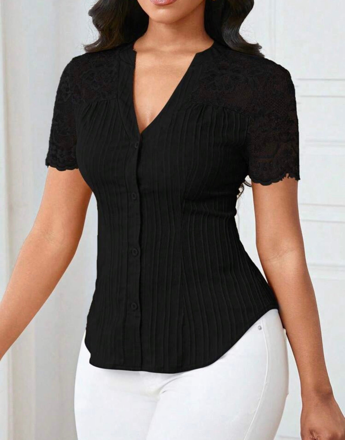FZ Women's Casual Solid Color Simple Commuter Top