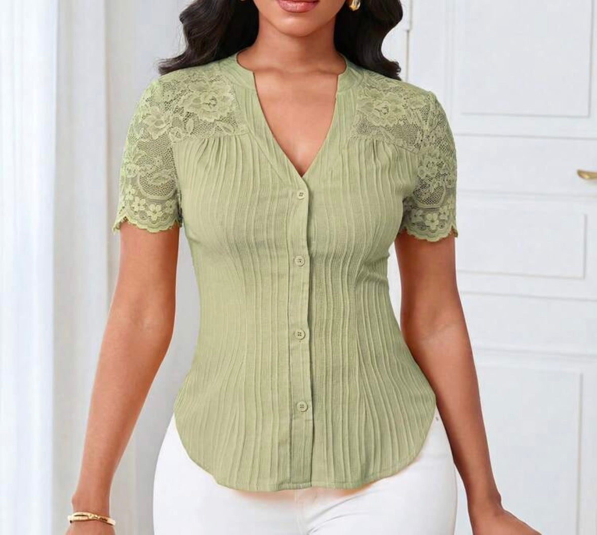 FZ Women's Casual Solid Color Simple Commuter Top