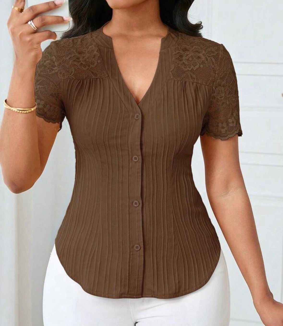 FZ Women's Casual Solid Color Simple Commuter Top