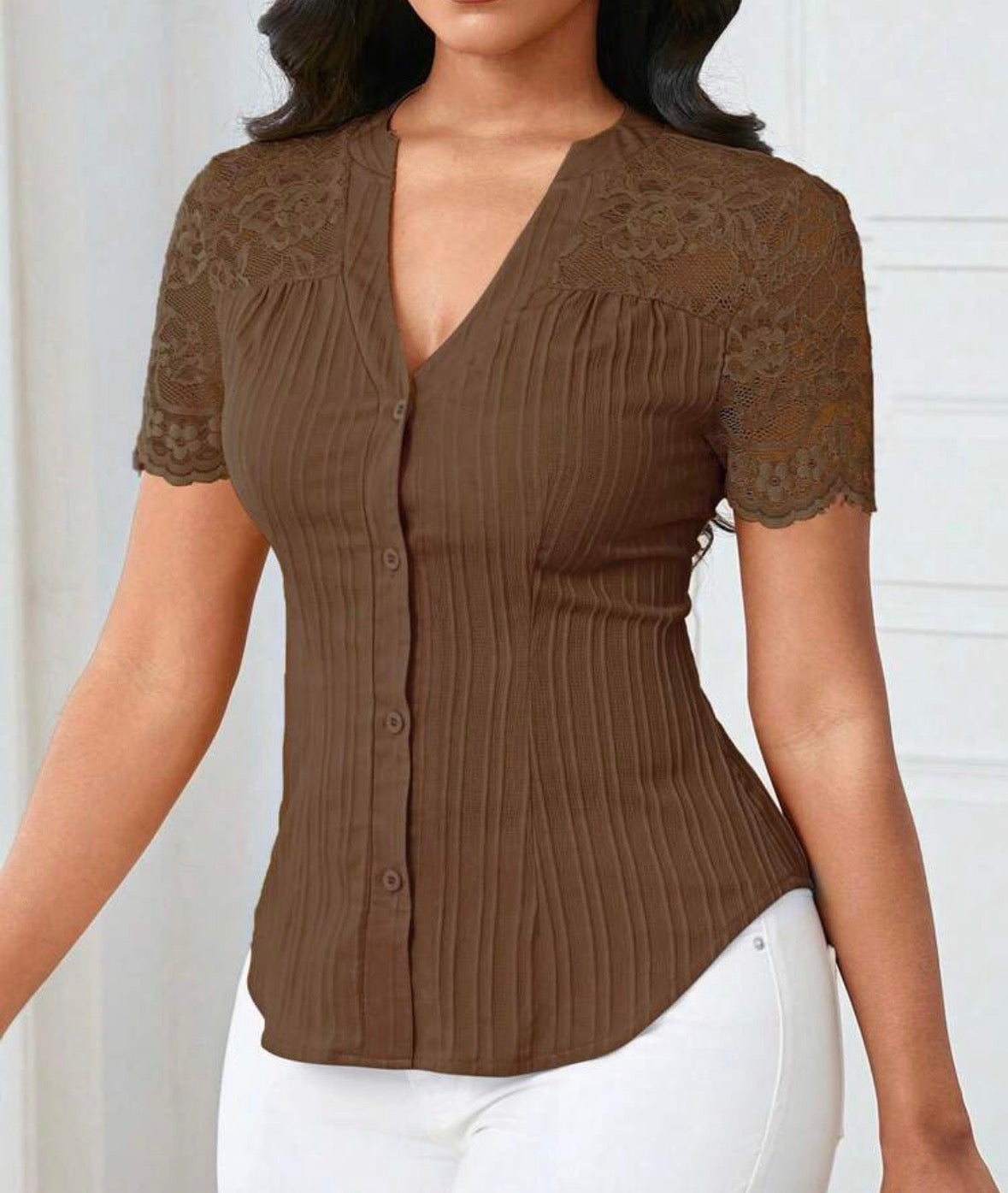 FZ Women's Casual Solid Color Simple Commuter Top