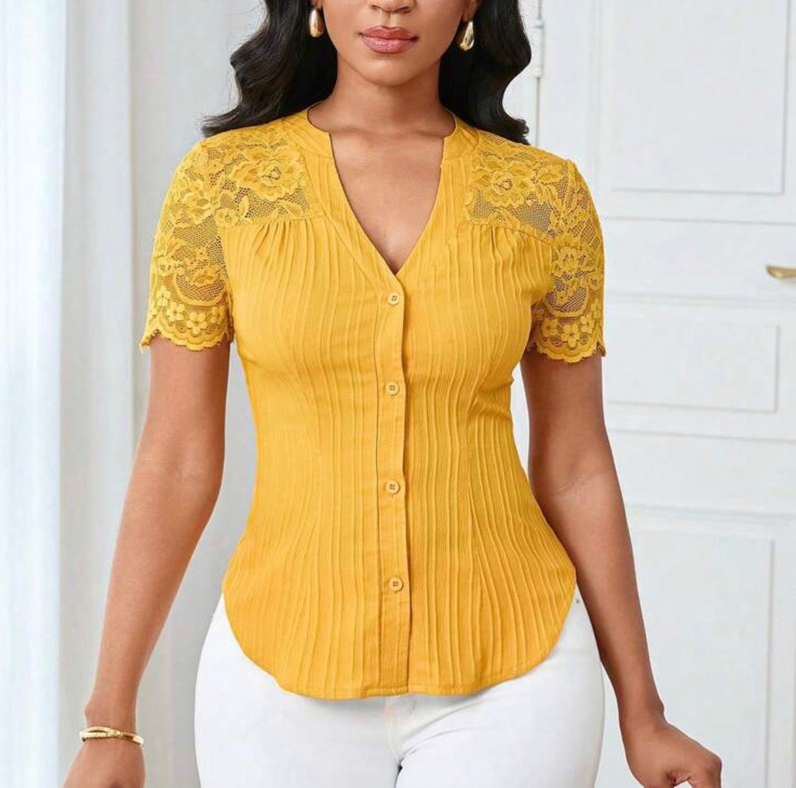 FZ Women's Casual Solid Color Simple Commuter Top