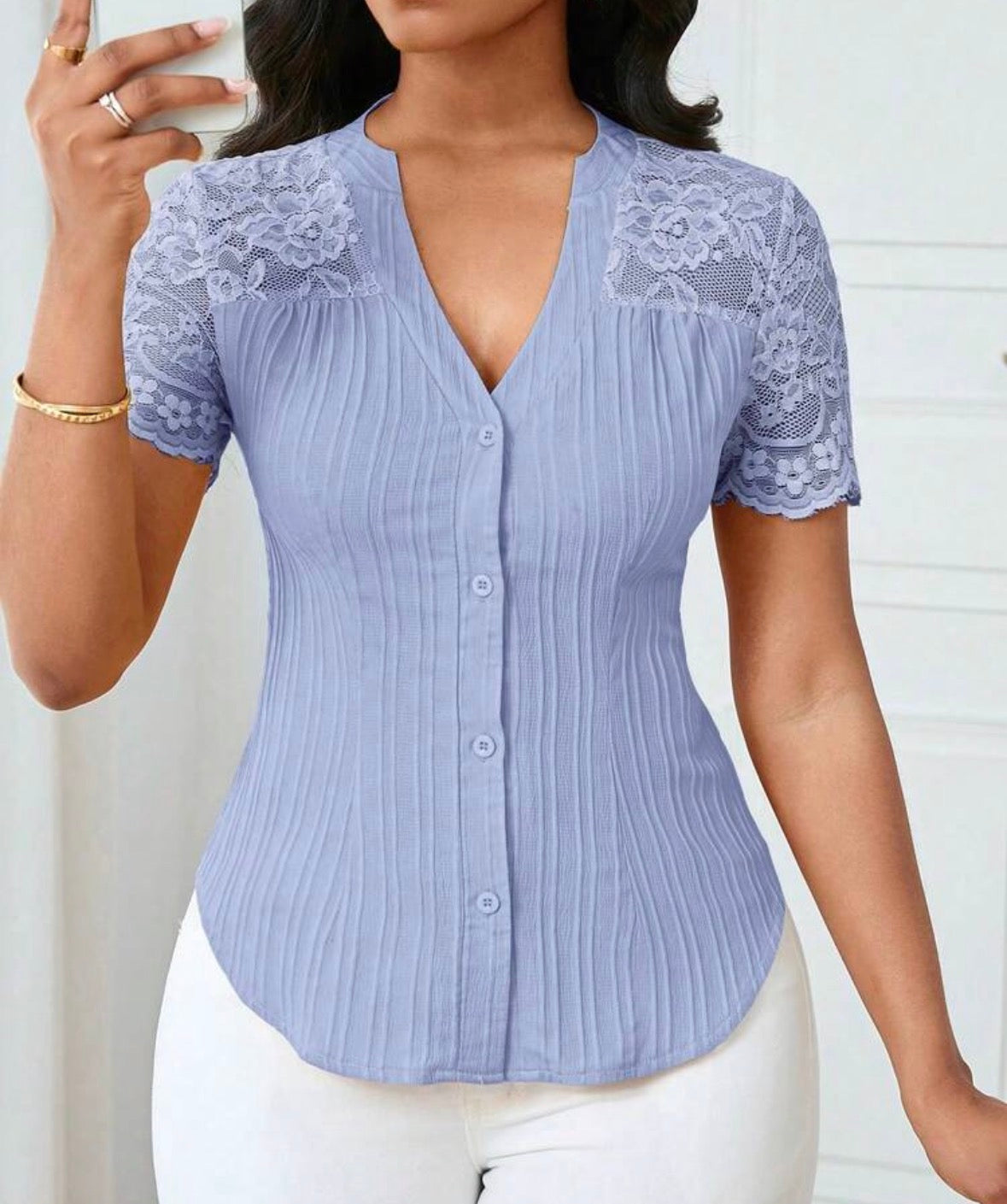 FZ Women's Casual Solid Color Simple Commuter Top