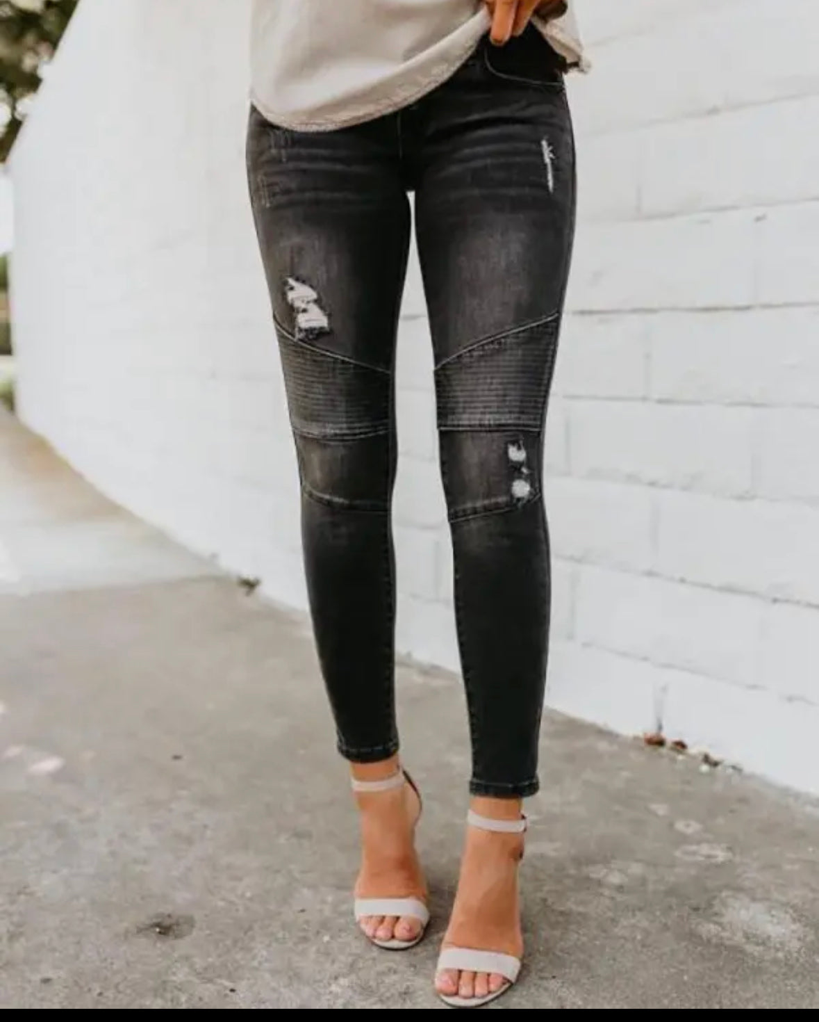 FZ Women's Ruched Distressed Pencil Denim Jeans - FZwear