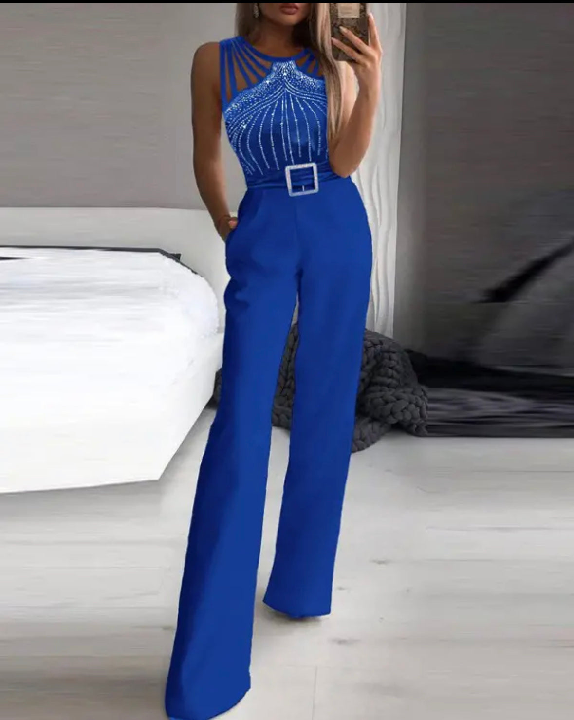 FZ Women's Multi Strap Rhinestone Bootcut Jumpsuit - FZwear