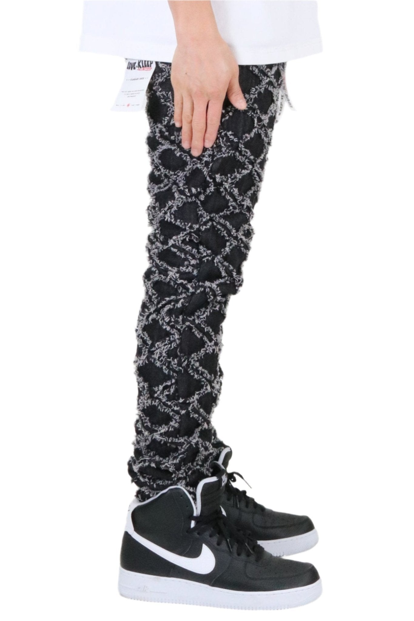 ACE Men's premium rip&repair slim fit quilted denim pants