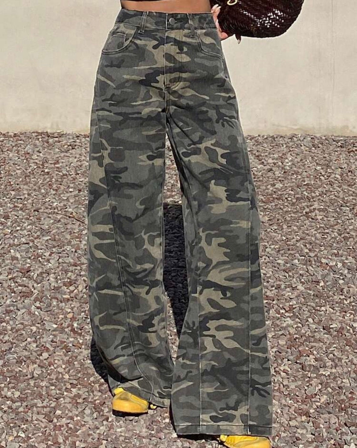 FZ Women's Loose Straight Leg Camouflage Casual Denim Pants