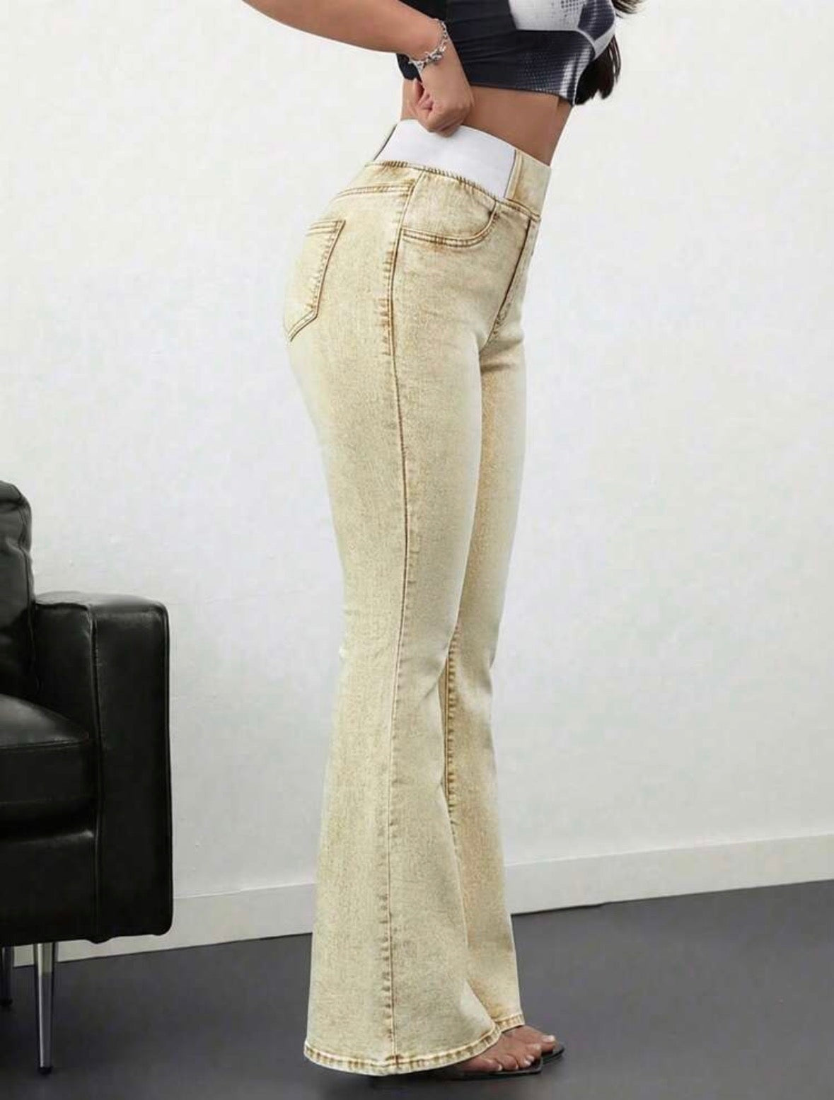 FZ Women's Stretch High Waist Flared Denim Pants