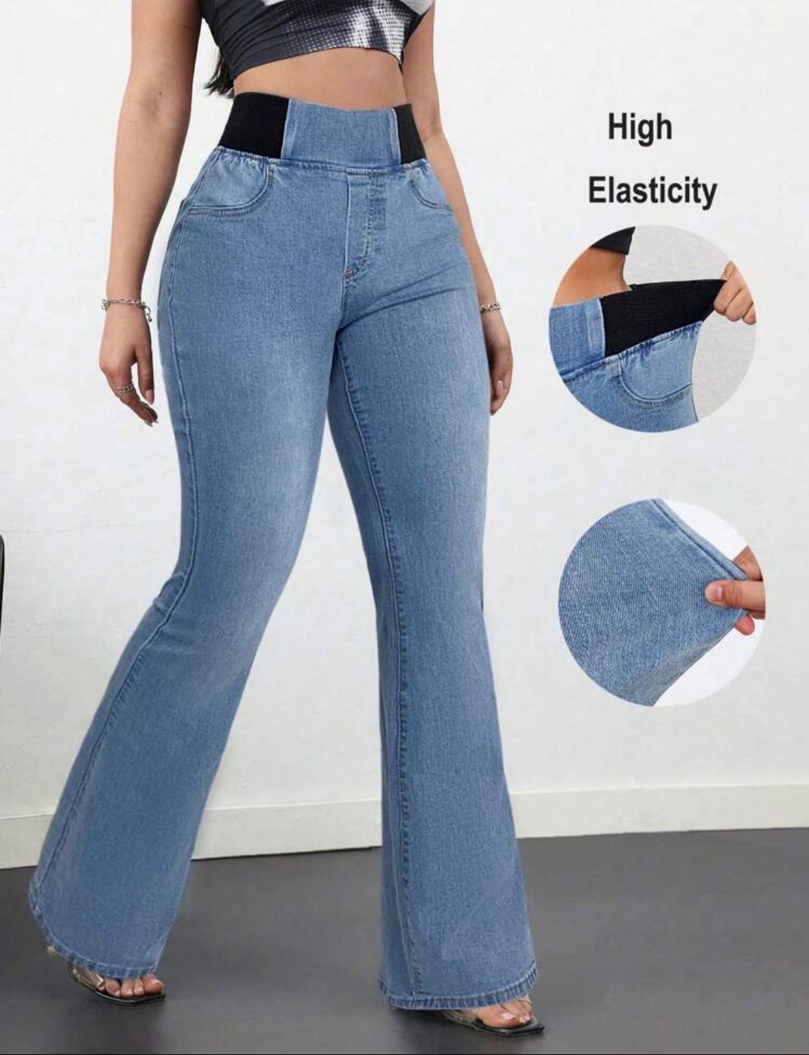 FZ Women's Stretch High Waist Flared Denim Pants