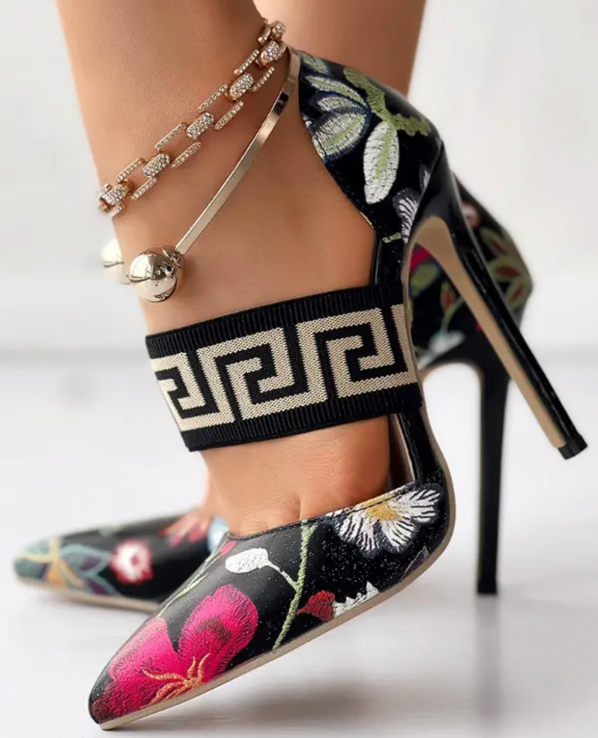 FZ Women's Floral Geometric Stiletto Heel Pumps - FZwear