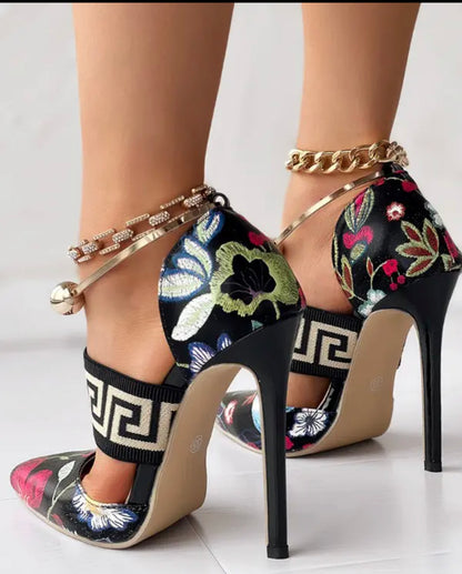 FZ Women's Floral Geometric Stiletto Heel Pumps