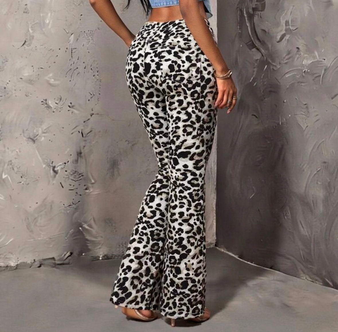 FZ Women's Leopard Print Button Pocket Casual Street Out Denim Pants