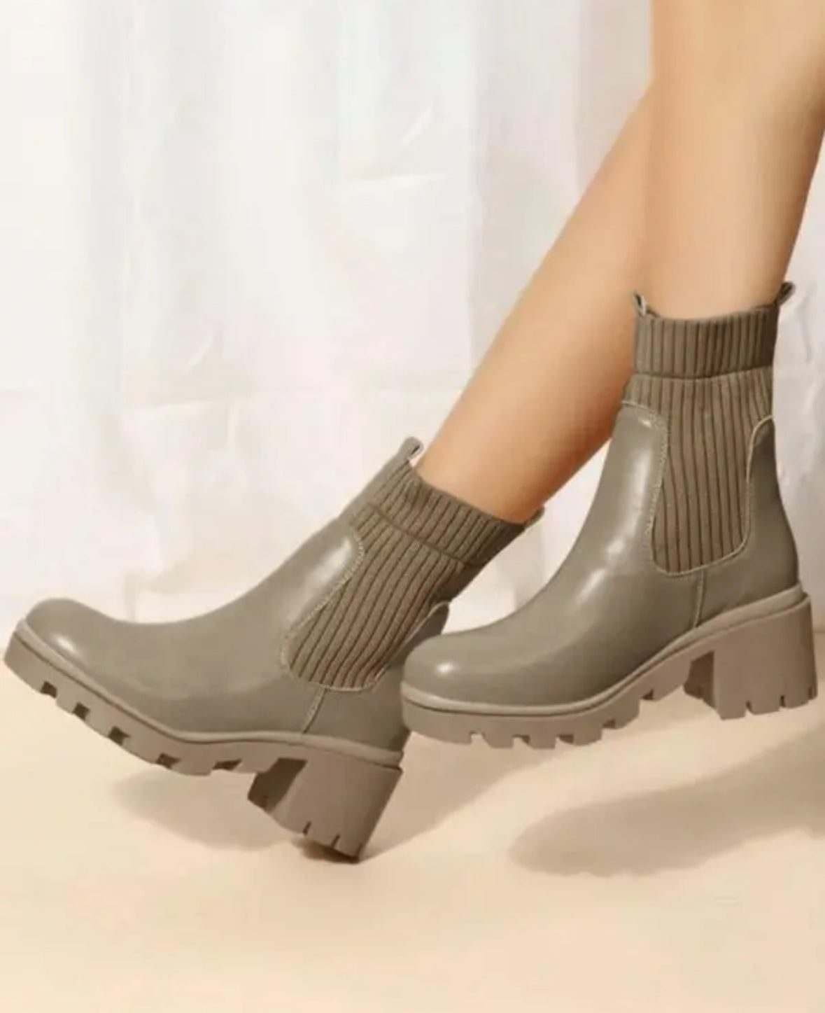 FZ Women's Square Toe Knit Patch Martin Boots - FZwear