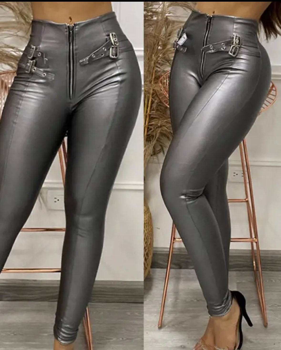 FZ Women's Eyelet Zipper Design Metallic Skinny Pants - FZwear