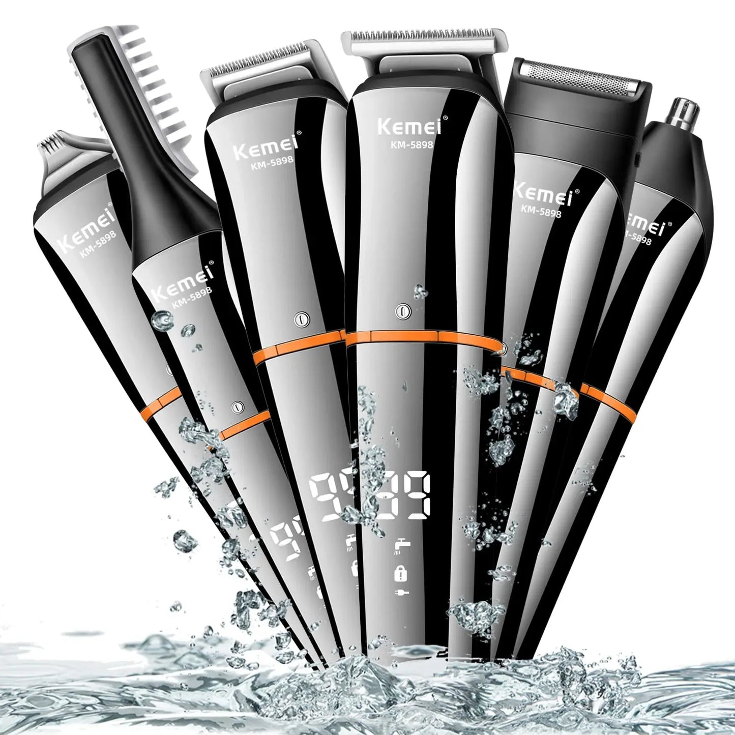 Kemei Waterproof 11 in 1 Men's Grooming Kit Electric Beard Trimmer Cordless Razor Hair Clippers Rechargeable Nose Trimmer FZwear