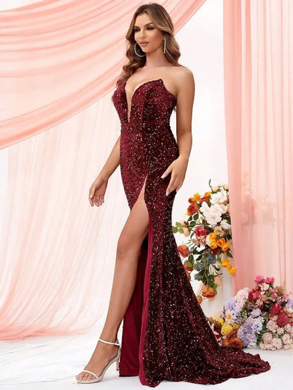 LOVE&LEMONADE Split Thigh Sequin Formal Dress Long Maxi Dresses for Women Wholesale Dropshipping FZwear