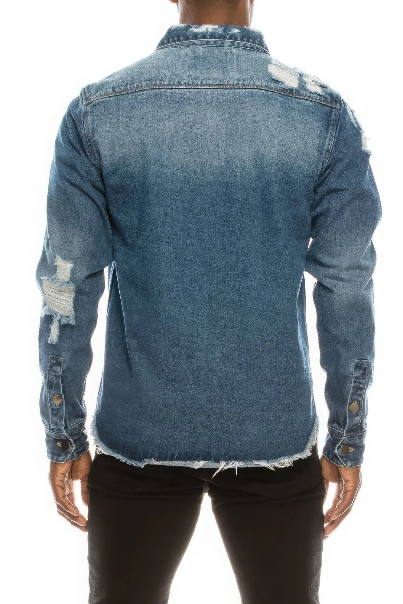 Men's Ripped Denim Overshirt CCWHOLESALECLOTHING