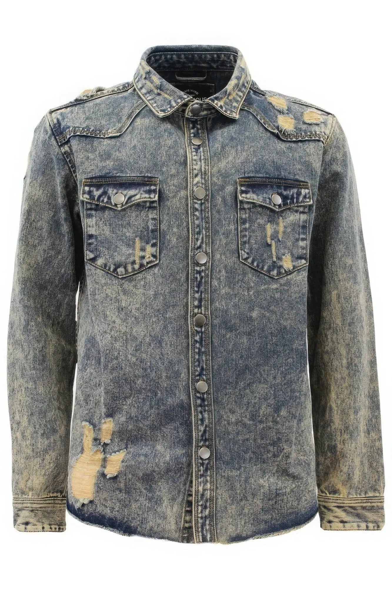 Men's Ripped Denim Overshirt CCWHOLESALECLOTHING