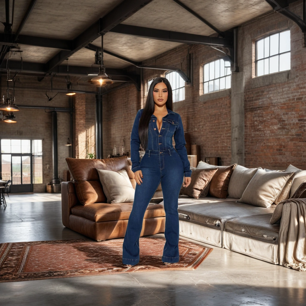 FZ Women's Luxury Designer Sexy Denim Boot Cut Jumpsuit - FZwear