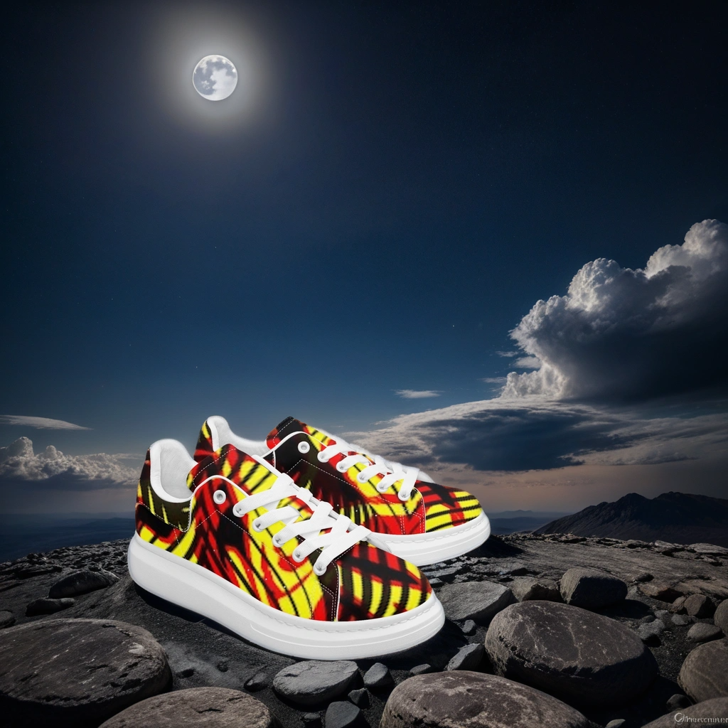 FZ Unisex African Print Leather Oversized Sneakers - FZwear