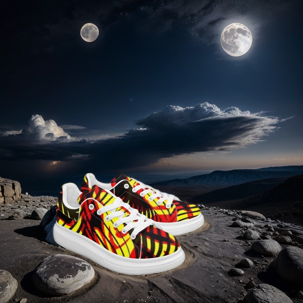 FZ Unisex African Print Leather Oversized Sneakers - FZwear