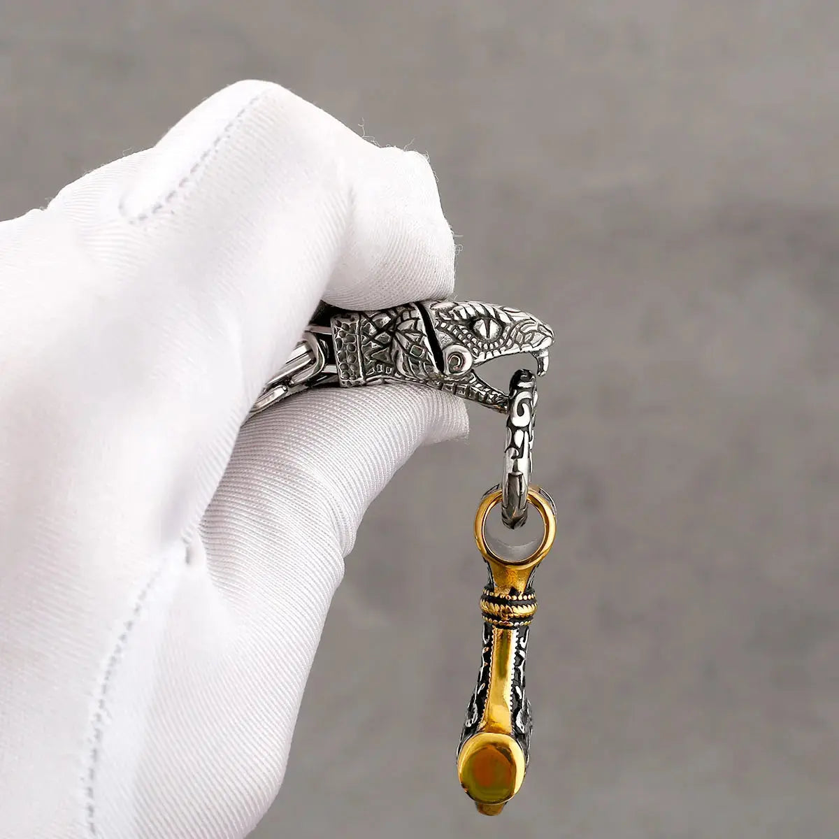 Nordic Odin Snake Head Necklace Fashion Men Thor's Hammer Stainless Steel Pendant Vintage Charm Accessories Jewelry Wholesale FZwear