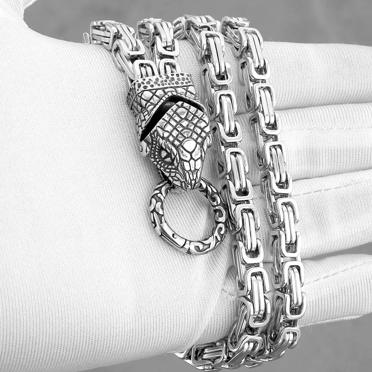 Nordic Odin Snake Head Necklace Fashion Men Thor's Hammer Stainless Steel Pendant Vintage Charm Accessories Jewelry Wholesale FZwear