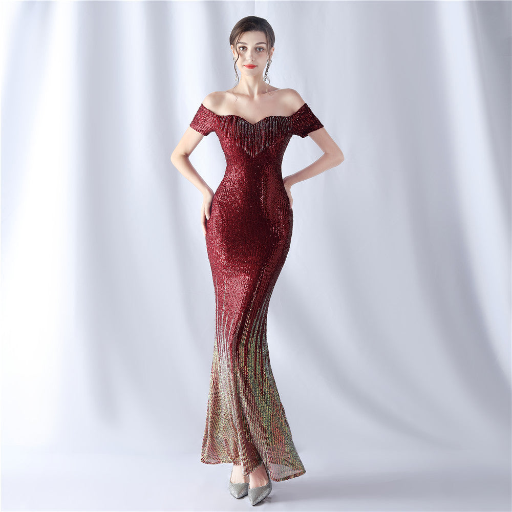 FZ Women's Sequin Craft Mix Evening Dress