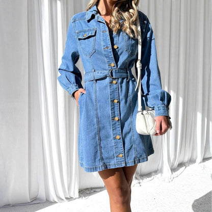 FZ Women's Lace Up Slimming Denim Dress