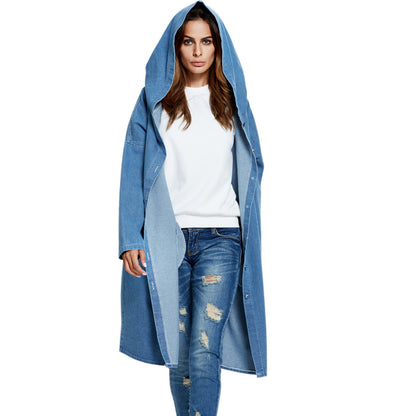 FZ Women's Popular Hooded Denim Trench Coat Jacket - FZwear