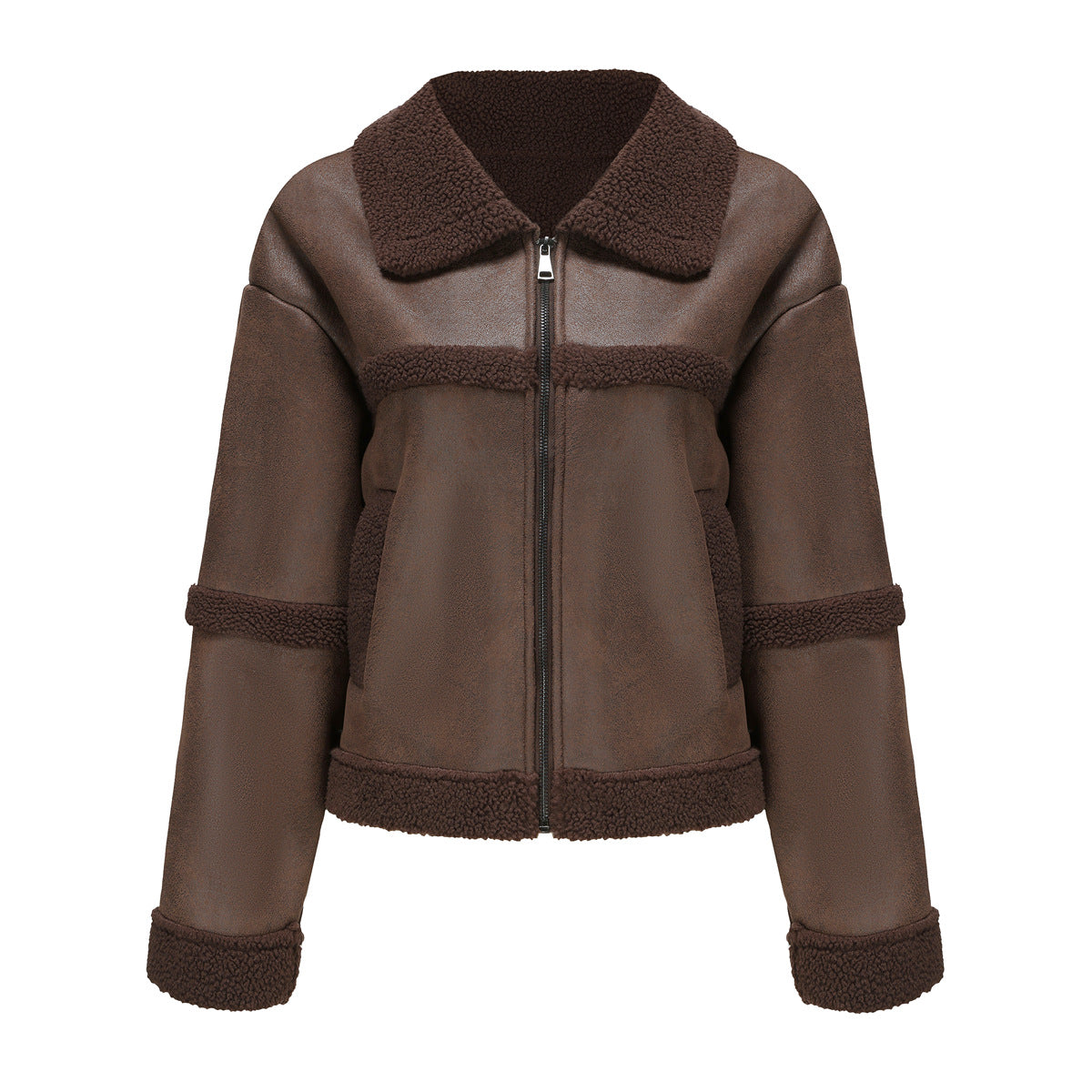 FZ Women Fashionable Warm Fleece Leather Jacket - FZwear