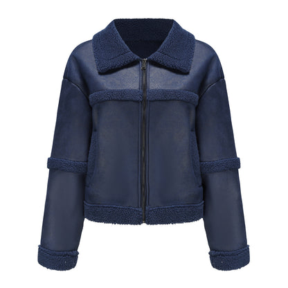 FZ Women Fashionable Warm Fleece Leather Jacket - FZwear