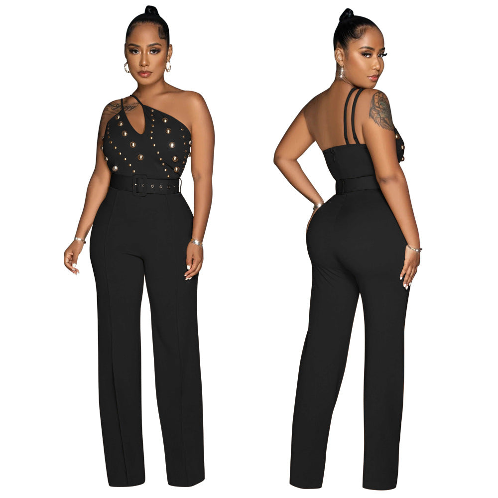 FZ Women's Slim Fit One Shoulder Wide Leg Jumpsuit - FZwear