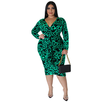 FZ Plus Size Women's Sexy Sheath Leopard Print Maxi Dress - FZwear