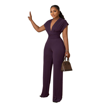 FZ Women's Low Cut Solid Color Waist Tight Women Jumpsuit - FZwear