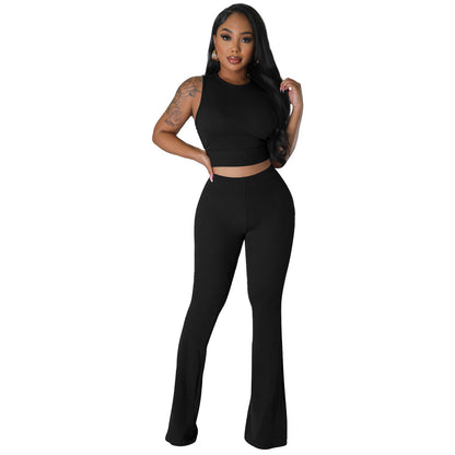 FZ Women's Rib Fabric Bootcut Two Piece Pants Set - FZwear