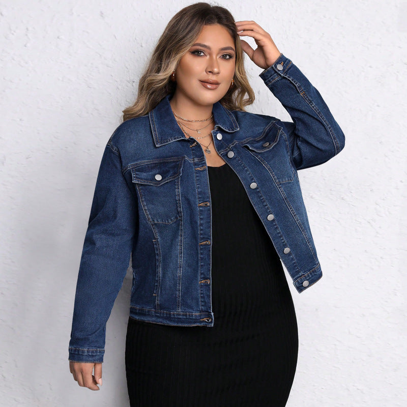 FZ Women's Plus Size Long-Sleeved Denim Jacket