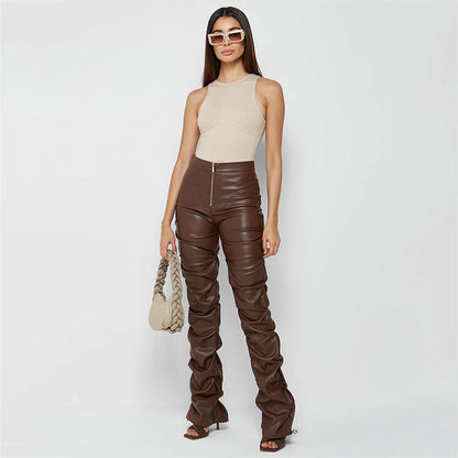 FZ Women's Tight Faux Leather Bootcut Pants - FZwear