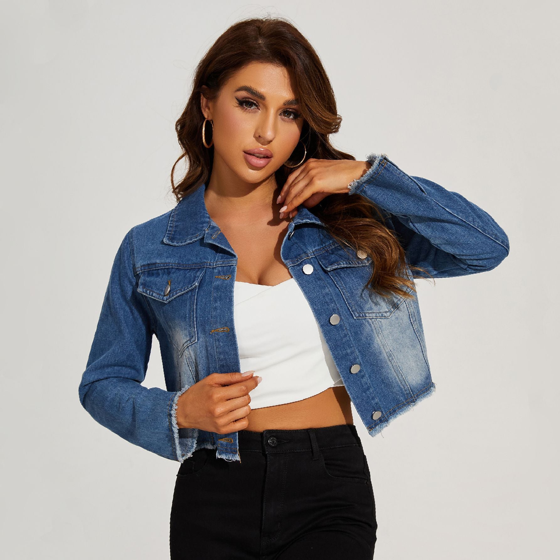 FZ Women's Same Distressed Short Denim Jacket - FZwear