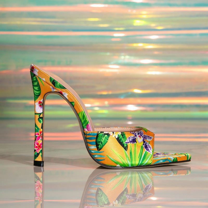 FZ Women's Outer Wear Printed High Heel Stiletto Sandals Shoes