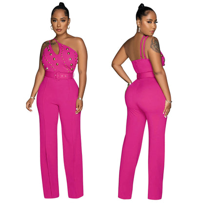 FZ Women's Slim Fit One Shoulder Wide Leg Jumpsuit - FZwear