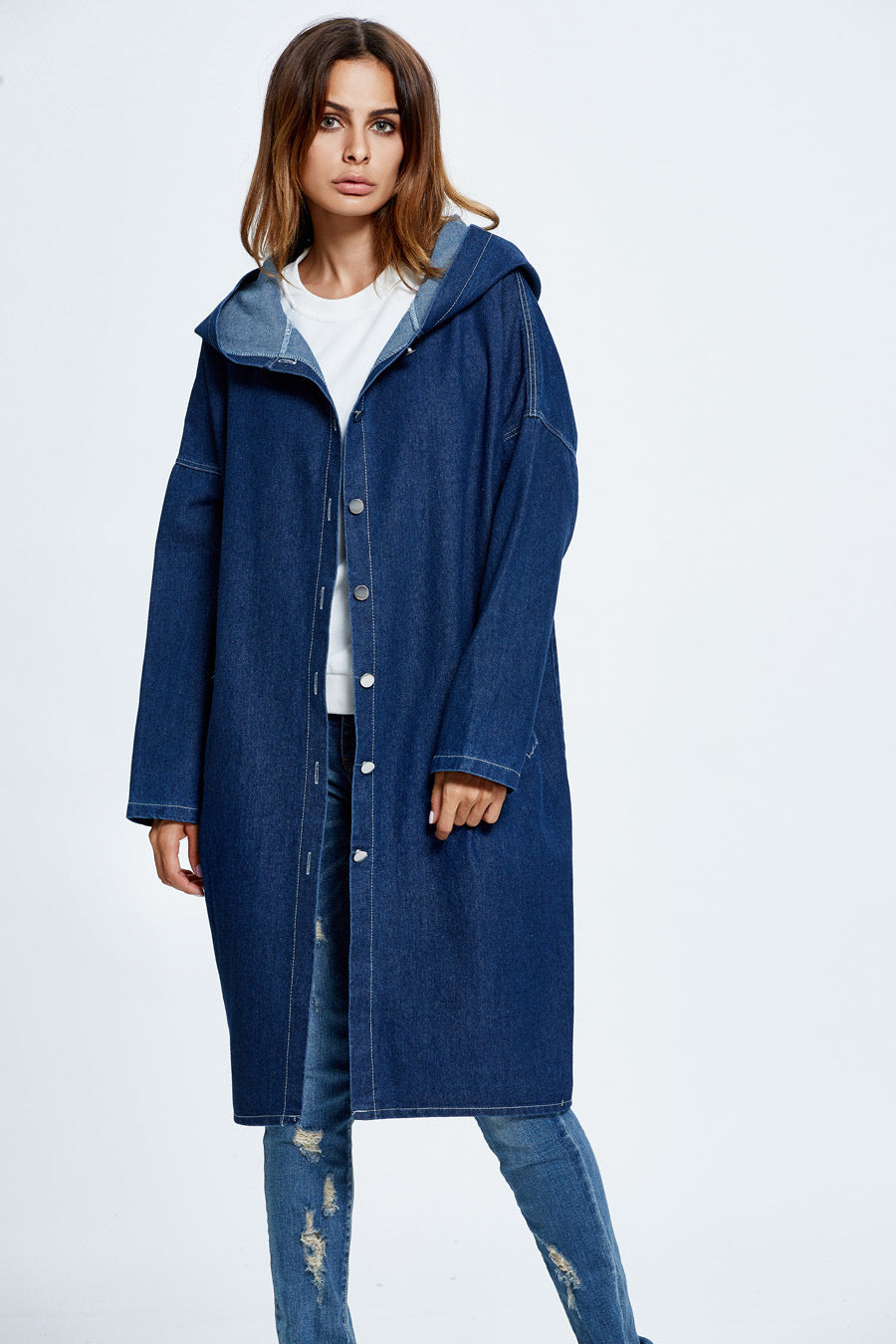 FZ Women's Popular Hooded Denim Trench Coat Jacket - FZwear