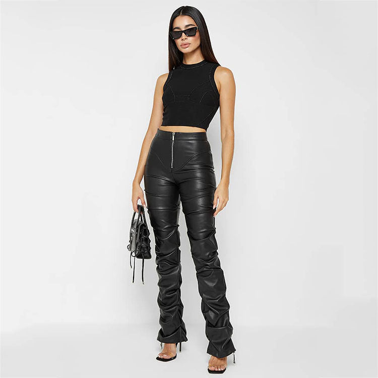 FZ Women's Tight Faux Leather Bootcut Pants - FZwear