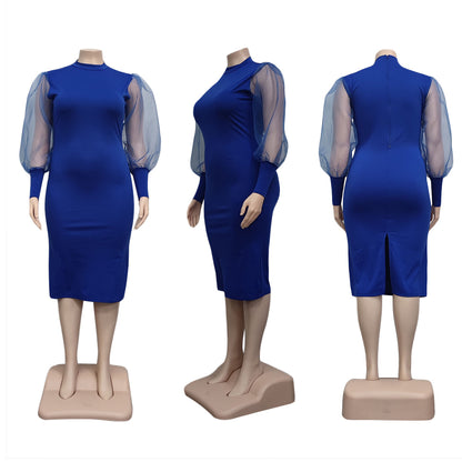 FZ Plus Size Women See Through Lantern Sleeve Dress - FZwear