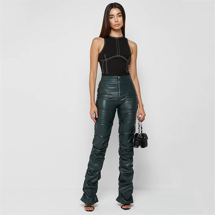 FZ Women's Tight Faux Leather Bootcut Pants - FZwear