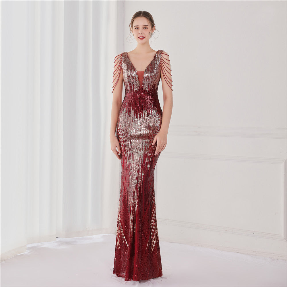 FZ Women's Sequined Fishtail Cocktail Etiquette Evening Dress - FZwear