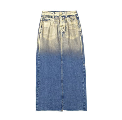 FZ Women's  Metal Short Denim High Waist Skirt Suit