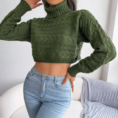 FZ Women's Casual Twist Turtleneck cropped Sweater Top - FZwear