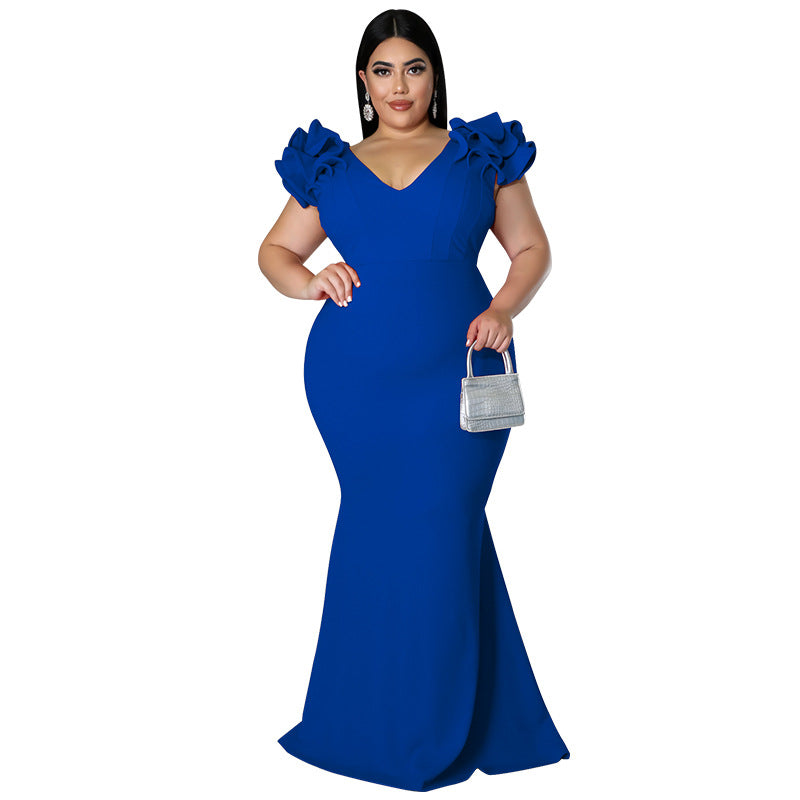 FZ Plus Size Women's Sexy Ruffle Sleeve Sheath Backless Dress - FZwear