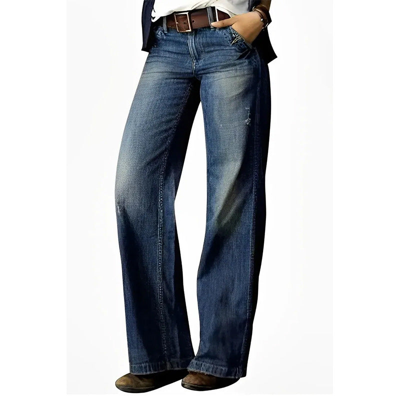 FZ Women's Retro Straight Wide Leg Denim Pants - FZwear