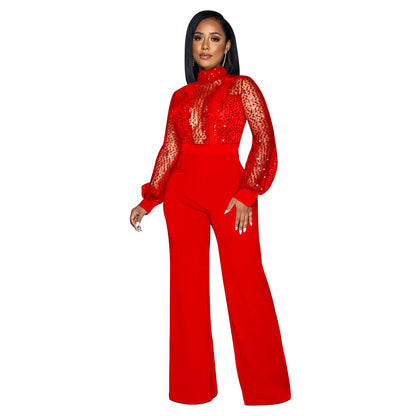 FZ Women's Hollow Out Cutout out See through Lace up Jumpsuit - FZwear